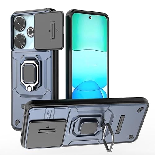 Protezione del telefono Compatibile con la custodia Xiaomi Redmi 13 4G con cover per fotocamera scorrevole e supporto ad anello ruotato protettiva antiurto sottile e resistente pro