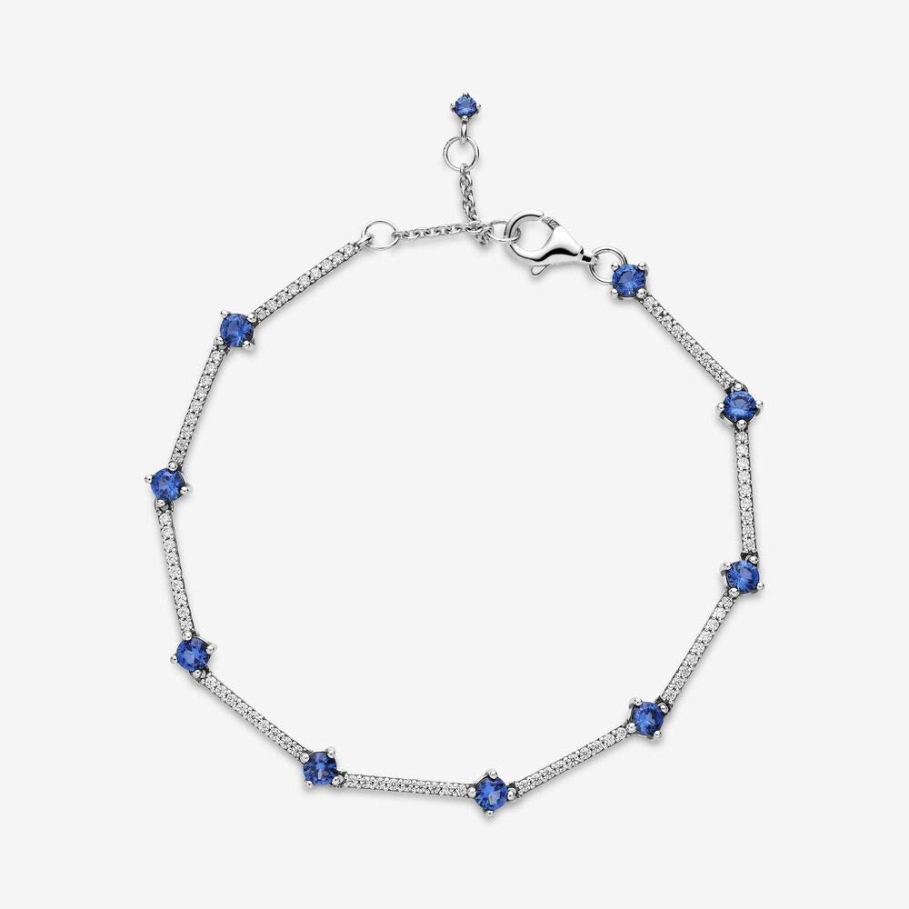 PANDORA Timeless - Bracciale in argento sterling con pietre di zirconia cubica incolori e cristalli blu cielo