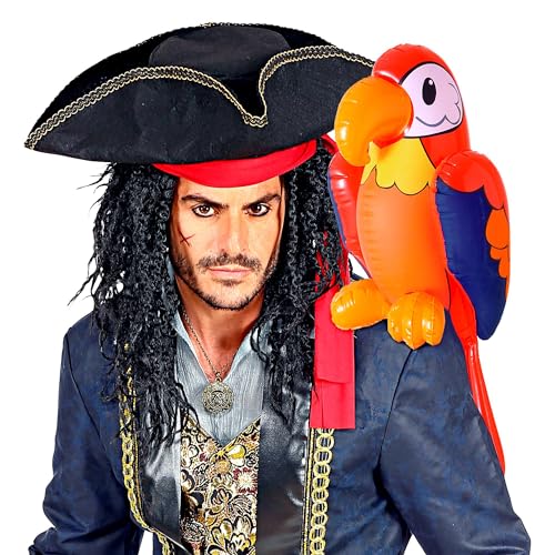 W WIDMANN MILANO Party Fashion 2465P - Aufblasbarer Papagei, Größe circa 60 cm, Dekoration, Mottoparty, Karneval