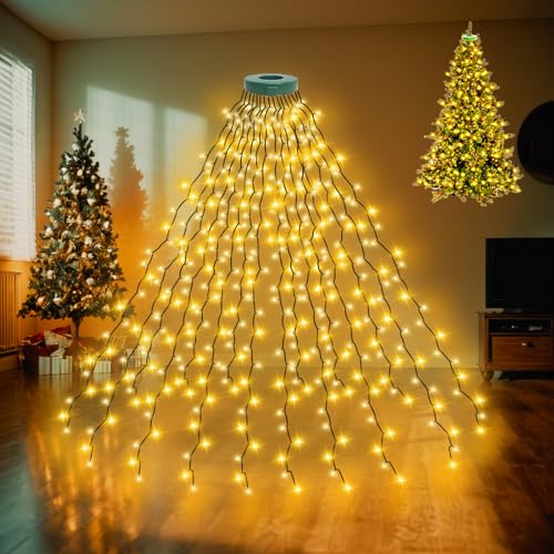 Etopgo Christbaumbeleuchtung mit Ring,16 Stränge 2m 400LED...