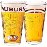 Greenline Goods – Auburn University Tigers College Pint Beer Glasses (Set of 2), 16 oz – Full-Color Logo + Campus Map