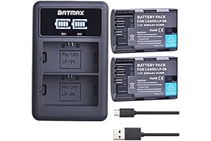 2Pcs LP-E6N Battery & Dual Charger for Canon XC10, EOS R5, EOS R6