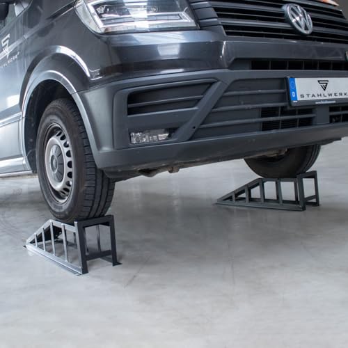 STAHLWERK Auffahrrampe GT-14 ST 2er Set mit 2 Tonnen Tragkraft Auffahrbock | Auto-Rampe | Pkw-Rampe | Kfz-Bock