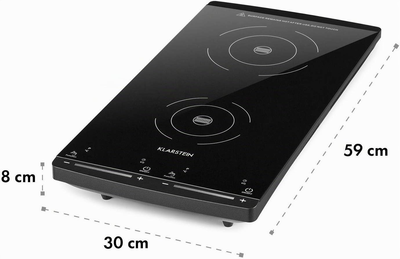 Klarstein Plaque Induction 2900W, Plaque de Cuisson Electrique à Induction, 2 Feux, Tables de Cuisson Portable, Contrôle Tactile, Rechaud Electrique, Cuisinière Puissante