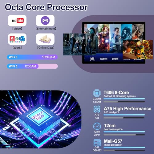 Image of ZIOVO Android Tablet 22GB RAM 128GB ROM 1TB Expand, 10.1 inch 8000mAh Octa-Core Tablet with Keyboard & Mouse, GPS, Widevine L1, HD IPS Display, 5G Wi-Fi, Bluetooth 5.0, Split Screen -Metal Black