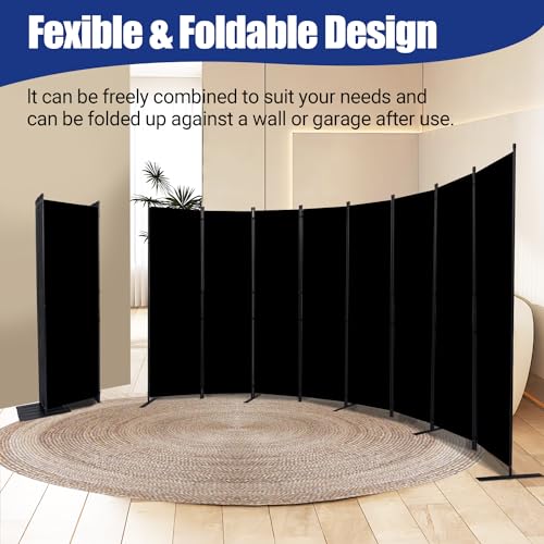 Room Divider and Folding Privacy Screens 8 Panel, 14.67 Ft Wide Partition Room Dividers, Portable Room Divider Panel for Room Separtition, Large Wall Dividers for Room, Office, School,Studio Black