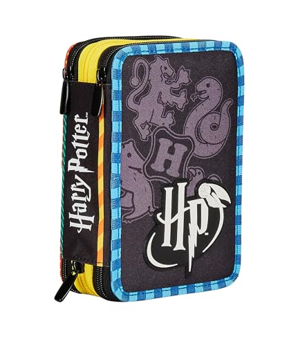 Seven Astuccio Scuola 3 Scomparti, HARRY POTTER, Multicolore - Portapenne Multi Scomparto Con Matite, Penne e Colori, Accessori Zaino, Zaino Scuola - Astuccio Bambino Ragazzo - Astuccio Bambina