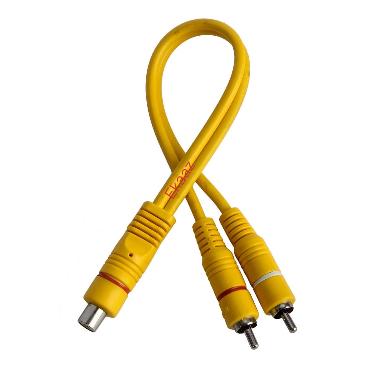 EKAAZ Rca Cable 1 Female To 2 Male Rca Speaker Splitter Dual Shielded Cable Y Splitter Connectors Extension Cord (Yellow) 2 Pics-Pack 4