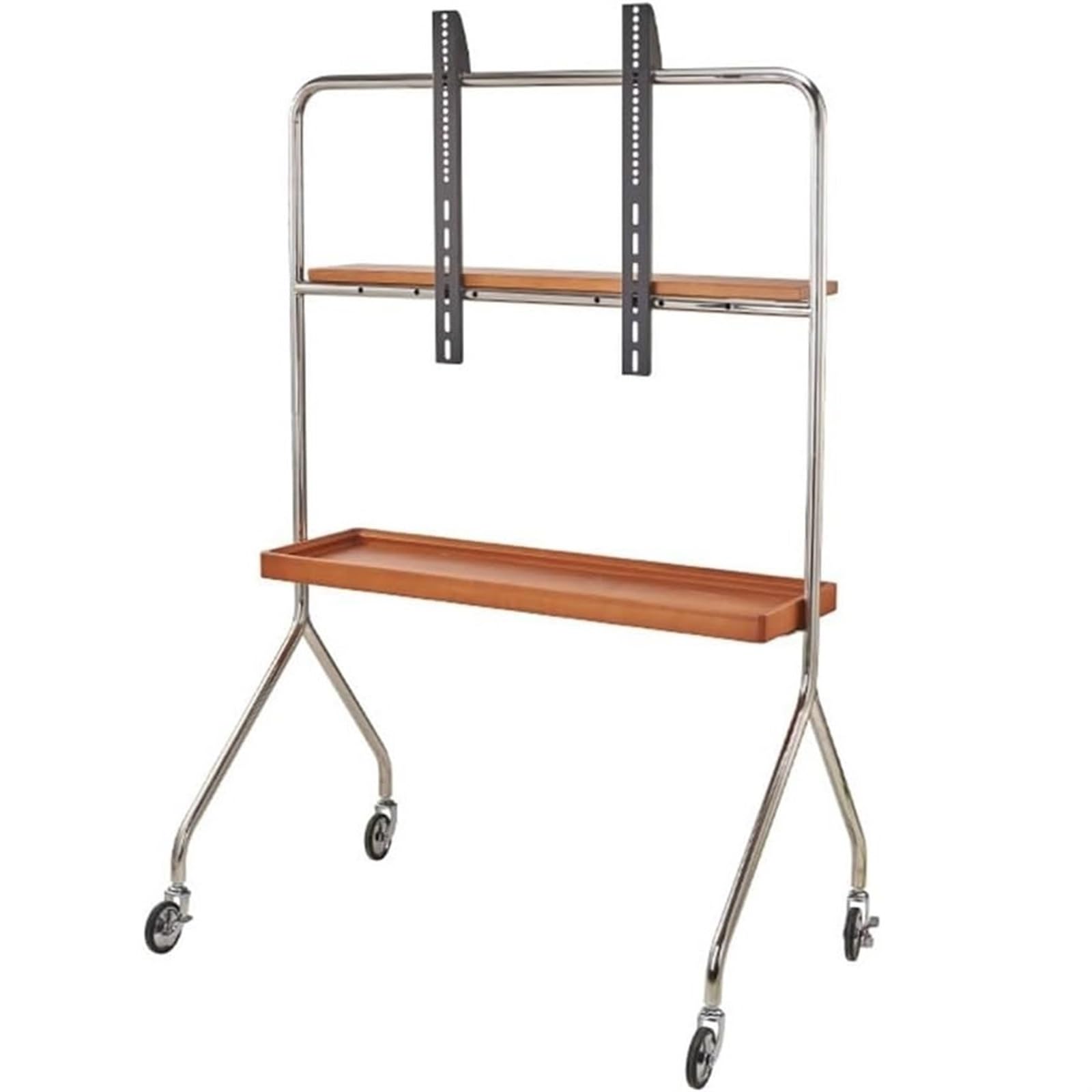 HPTHLY Universal Tv Stand Mobile Tvs Stand With 360°Wheels And Wooden Shelves,Tv Stand For 43-75 In, Rolling Tv Cart For Home, Office(Brown-One Size)