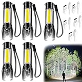 Linterna LED Recargable, mini Linterna de Mano 2000LM Super Brillante con Luz COB Lateral, 5 Modos IPX4 Impermeable para...