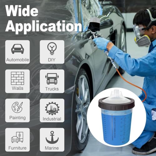 Image of Paint Spray Gun Disposable Cups System 800ml (28oz) with Lids Liners