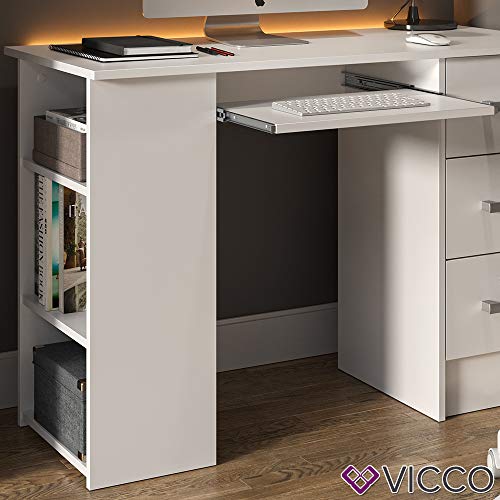 Vicco Schreibtisch Bürotisch Arbeitstisch Dallas weiß 3 Schubladen Computertisch – Bild 6