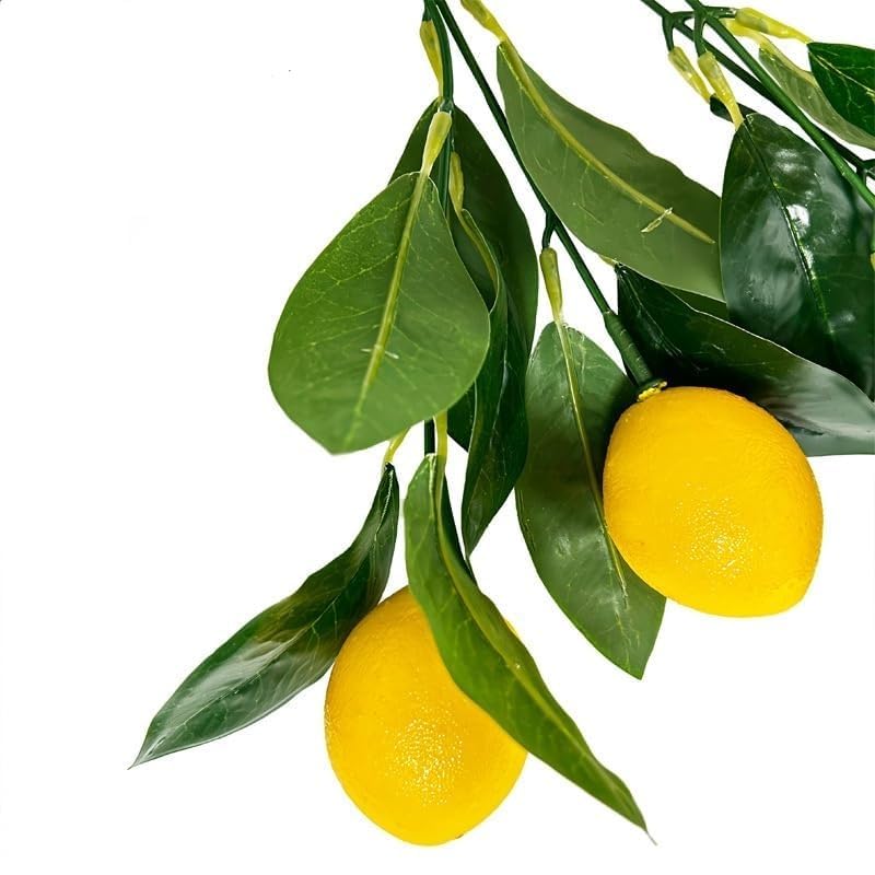Image of SATYAM KRAFT 6 Pcs Artificial Flower Lemon Sticks | Flowers for Vases Decoration, Home Decor, Living Room, Table Decoration, Office, Bedroom, Without Pot | Decorative Stems (Lemon) (Without Pot)