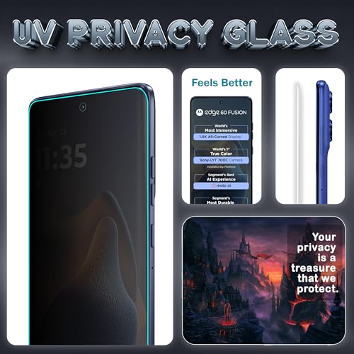 Image of FIRST MART Anti-Spy UV Tempered Glass for Motorola Edge 60 Fusion | 9H Curved Display Screen Guard, Fingerprint Compatible | Pack of 2