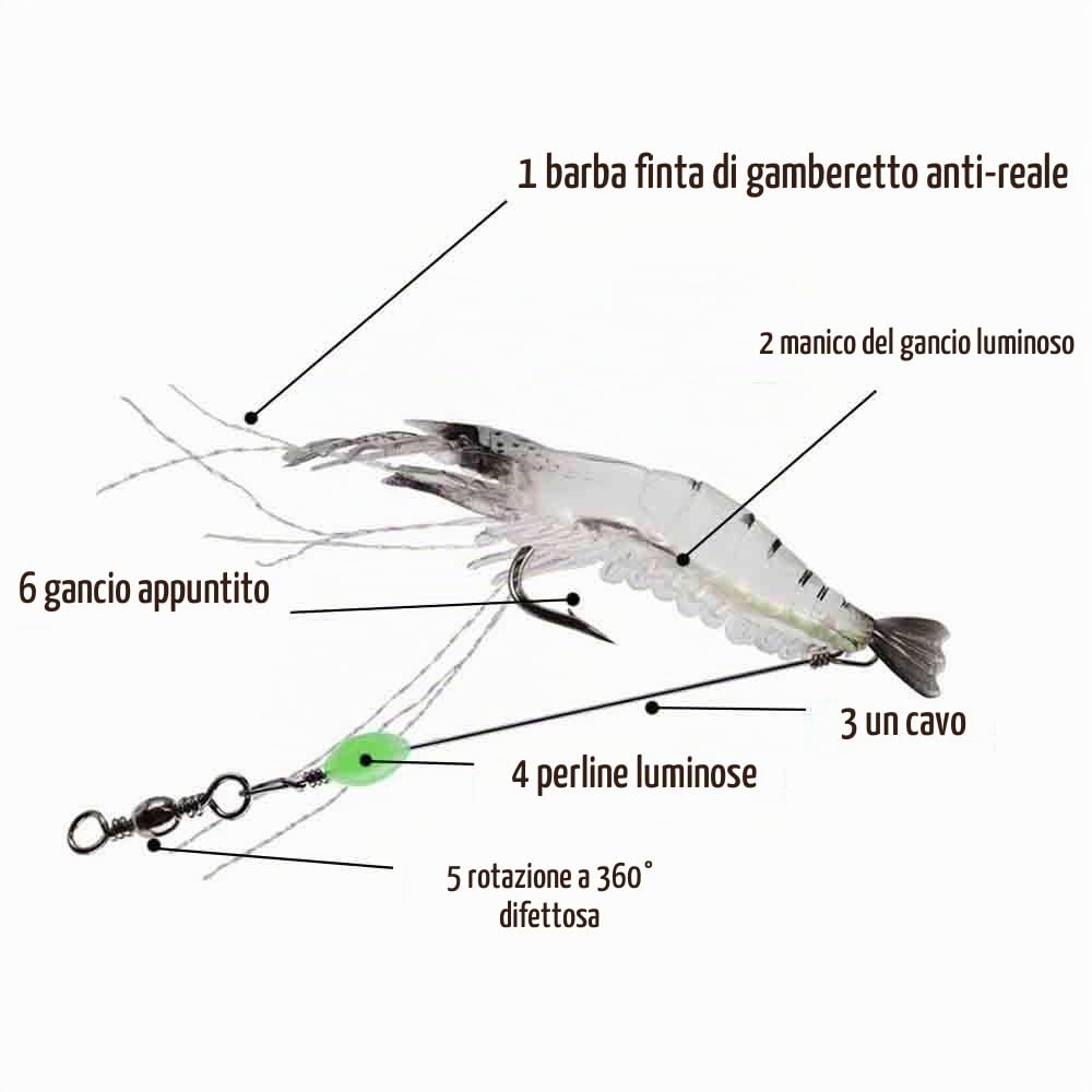 5 Pezzi Falso Gancio per Esche per Gamberetti 9 cm/ 5,7 g Esca Gamberi Luminosi, Finti Gamberi con Ami Adatta per Pesca a Mosca Pesce Persico di Pesce di Mare (5 Colori)