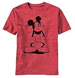 Disney Mickey Mouse Standing Mad T-Shirt - Heathered Red (X-Large)