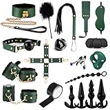 BDSMYOU 19 Pcs BDSM Spielzeug Sex Geschenke für Paare,BDSMs Spielzeug Hart Sex Toyset für Paar Set,Fesseln Sex Set mit Handschellen Bondage Seil Tape Augenbinde Peitsche Penisringe Anal Plug Dildo