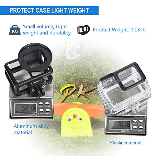 Aluminium Housing Case Alloy Protective Skeleton Frame with 52mm UV Filter and Lens Cap for Gopro Hero 5/6/GoPro HERO7 Black Action Camera Black with Rear Door (Gopro Hero 7 Black Aluminium Case)