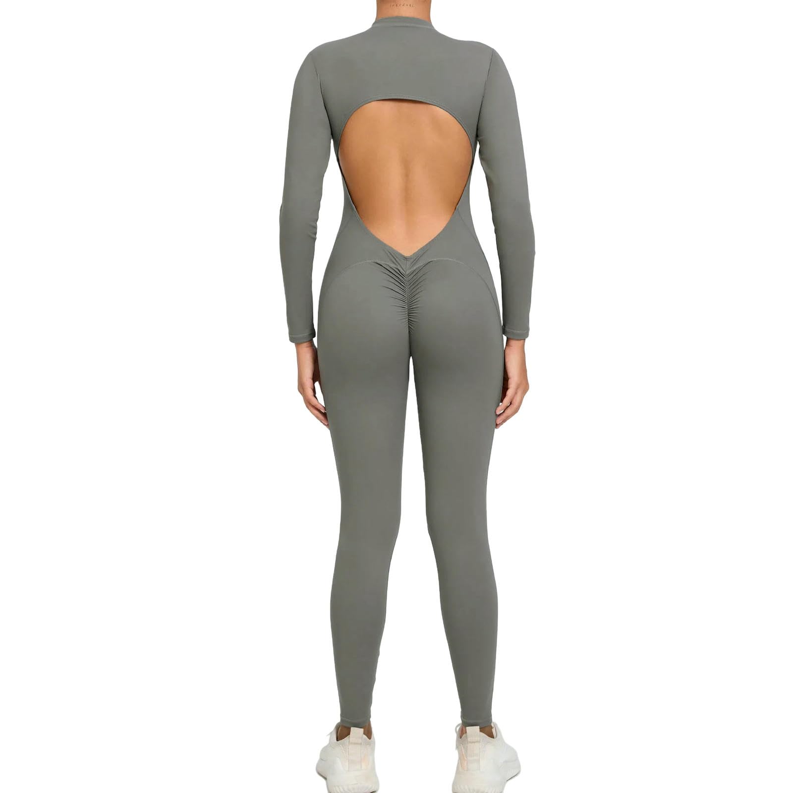 bielizna modelująca kombinezony z długim rękawem dla kobiet body z dekoltem w serek trening pełna długość bodycon scrunch legginsy jednoczęściowy kombinezon