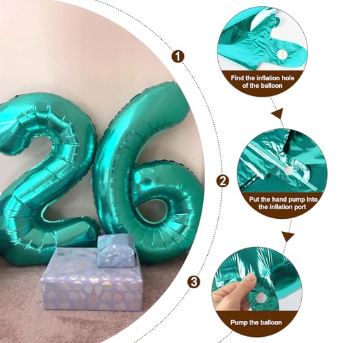 Image of Number Balloons Teal Blue 5 Balloon 40 inch for 5 Birthday Party Decoration | Saturated Color, Large 40 in, With Inflation Straw & Hanging Hole, Great for Men's Party, Back-To-School Season, Pool Party