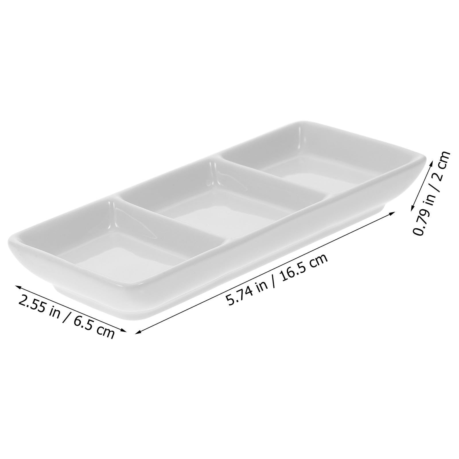 Healeved Salse in Ceramica Bianca per Condimenti 3 Scomparti Set di 5 Piattini Leggeri su Tavola da Pranzo o Negozi Alimentari