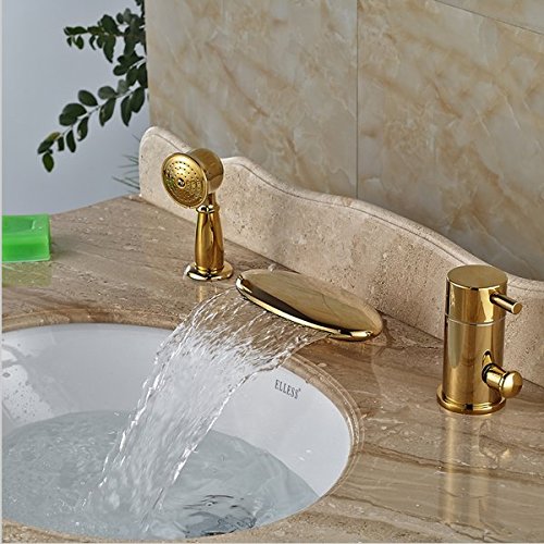 Robinet baignoire cascade doré Gowe pour créer un espace bien-être à la maison