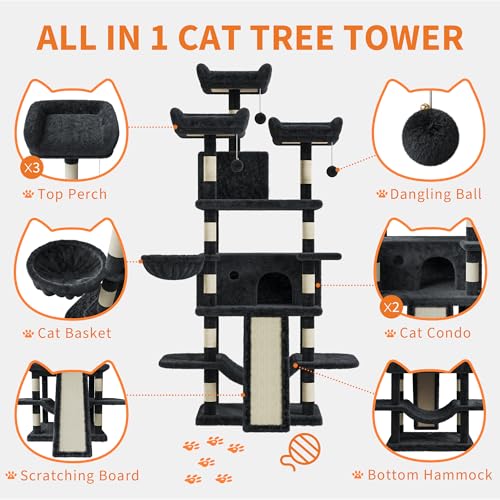 Árbol para gatos multi-nivel de 68.5 in para interiores miniatura 6