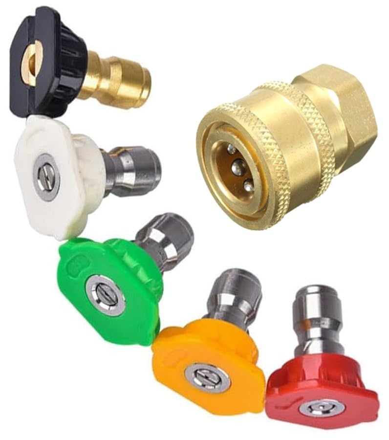 EPITECH MART Pressure Washer Gun Spray Nozzle Tips - Multi Degree Quick Change | Foam Lance Cannon Adjustable Jet Wash | Fits Electric & Gas Machine 1/4 inch, Pack of 5 (Nozzle With QRC)-image-39