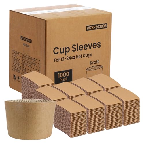 FMP Brands [1000 Pack] Kraft Coffee Cup Sleeves Disposable for Hot Drinks Durable Corrugated Cardboard Cup Sleeves for 12-24 oz Cups Beverage Insulator and Hand Protection for Hot & Cold Drinks