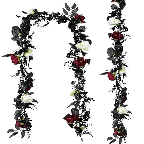 CQURE 2Pack Eucalyptus Garland Artificial Eucalyptus Leaves Flowers Table Greenery Garland Wreath Vines for Wedding Party Fireplace Bedroom Room Decor