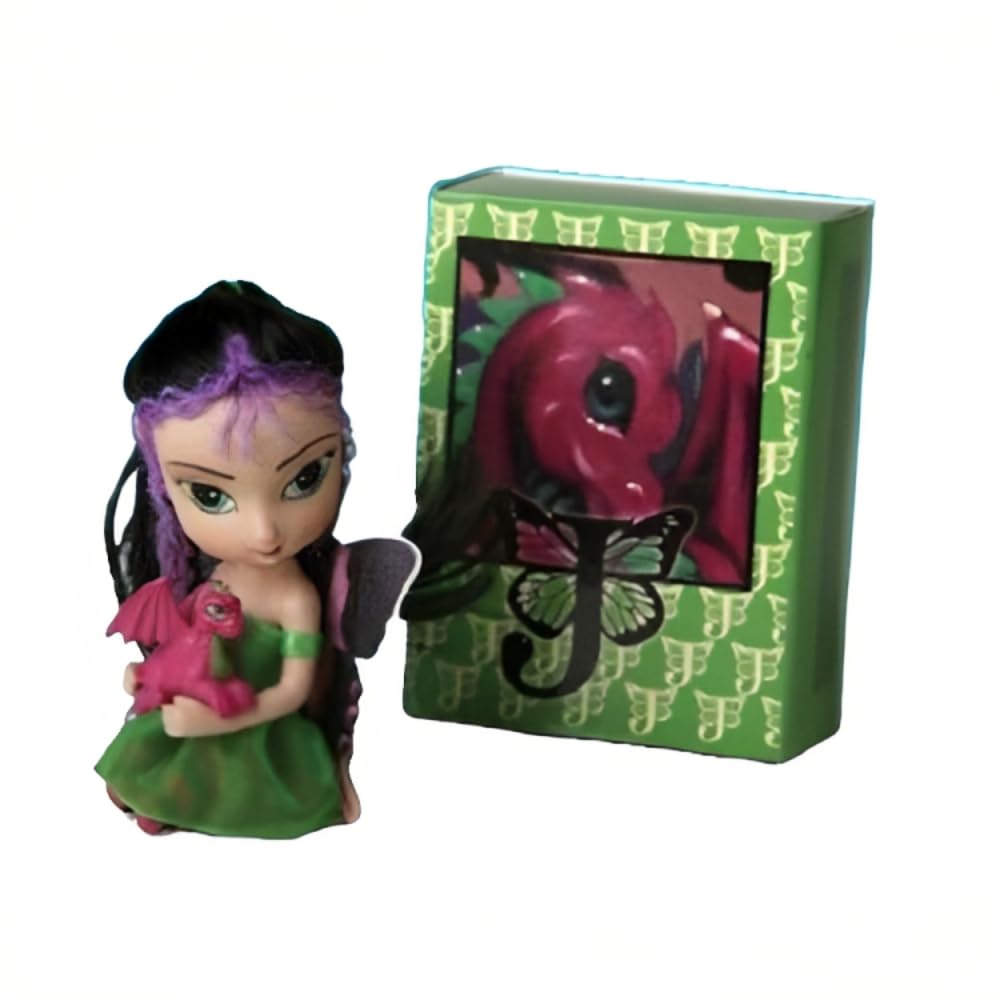 The Ashton-Drake Galleries Amethyst Dragon Fairy Figurine Doll with Matchbox Home from The Dragonling Darlings Collection Issue #6 by Fantasy Artist Jasmine Becket-Griffith 3-inches
