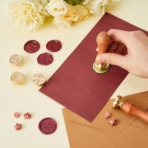 CRASPIRE 4 Styles Love Heart Wax Seal Stamp Head Rose 25mm Removable Brass Head Set including 1Pcs Wooden Sealing Stamp Handle for Wedding Valentine's Day Envelopes Invitations Gift Packing Wrap Decoration - Image 3