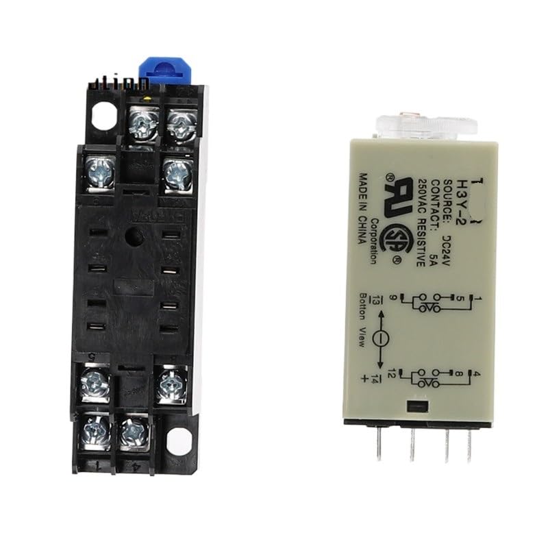 Timer DPDT con manopola girevole e ritardo di accensione da 0 a 10 minuti, 380 V AC, relè tempo H3Y-2 con base di presa.