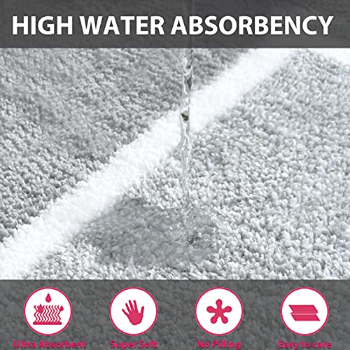 Earthall Grey Bathroom Rug Mat, 17"X24", White And Gray, Extra Soft Absorbent Premium Bath Rug, Non-Slip Comfortable Bath Mat, Machine Wash Dry, Carpet For Tub, Shower, Bath Room #TOP2