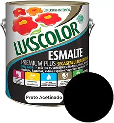 Tinta Esmalte Base Água 900ml Lukscolor - Cores (PRETO ACETINADO)