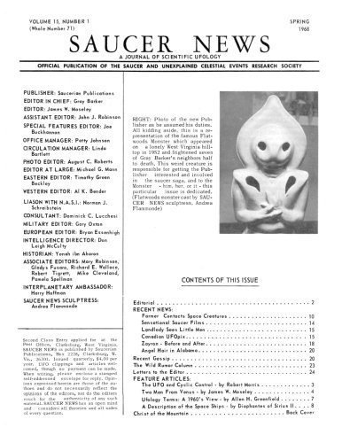 Saucer News Vol. 15, Number 1, Spring 1968 (Whole Number 71)