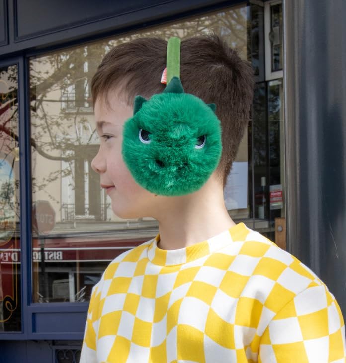 Earmuffs for Boys Dinosaur Ear Muffs Kids Cute Animal Winter Warm Green Ear Covers Adjustable, Green Dinosaur3