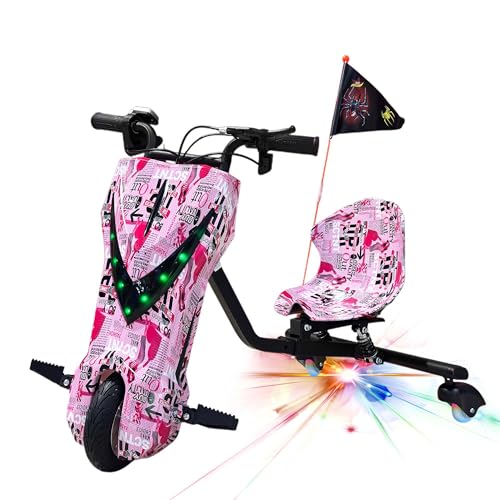 CRONY JL009 8 inch Kids Electric Drift Trike - 3-Wheel Drift Scooter with LED Lights Bluetooth 36V and 3-Speed Modes for Ultimate Fun Max Load 70KG Shock-Absorbing Seat Cushion