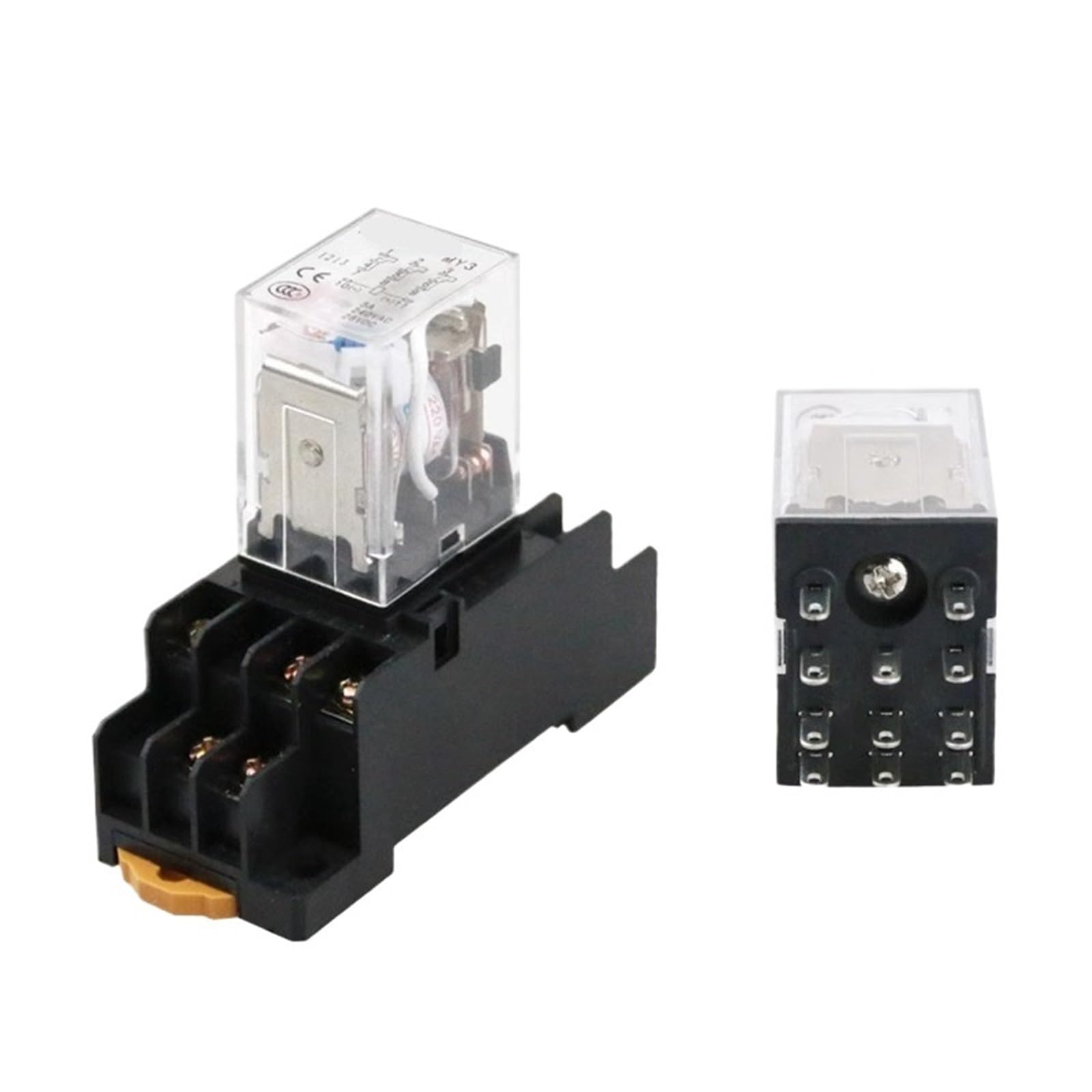 Interruptor de relé intermedio electromagnético Generalel de bobina miniatura de 5 piezas con base PYF08A HH53P LED 12/24/36 V CC 110/220 V CA(AC (5Pcs),12V With Base)