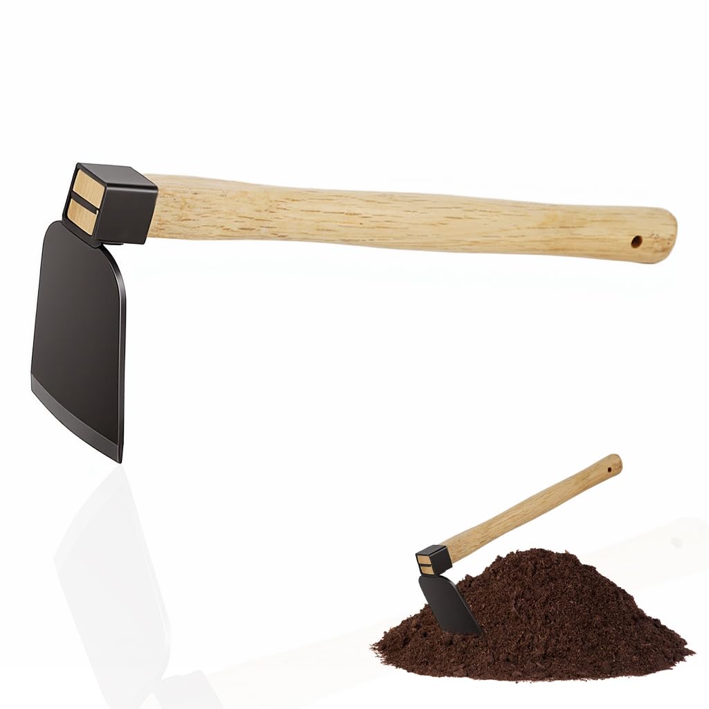HASTHIP® 38cm Wooden Handle Gardening Hoe, Carbon Steel Garden Hoe with 8cm Wide Blade, Durable Hand Weeding and Soil Loosening Tool for Yard, Farm, and Garden Work-image-37