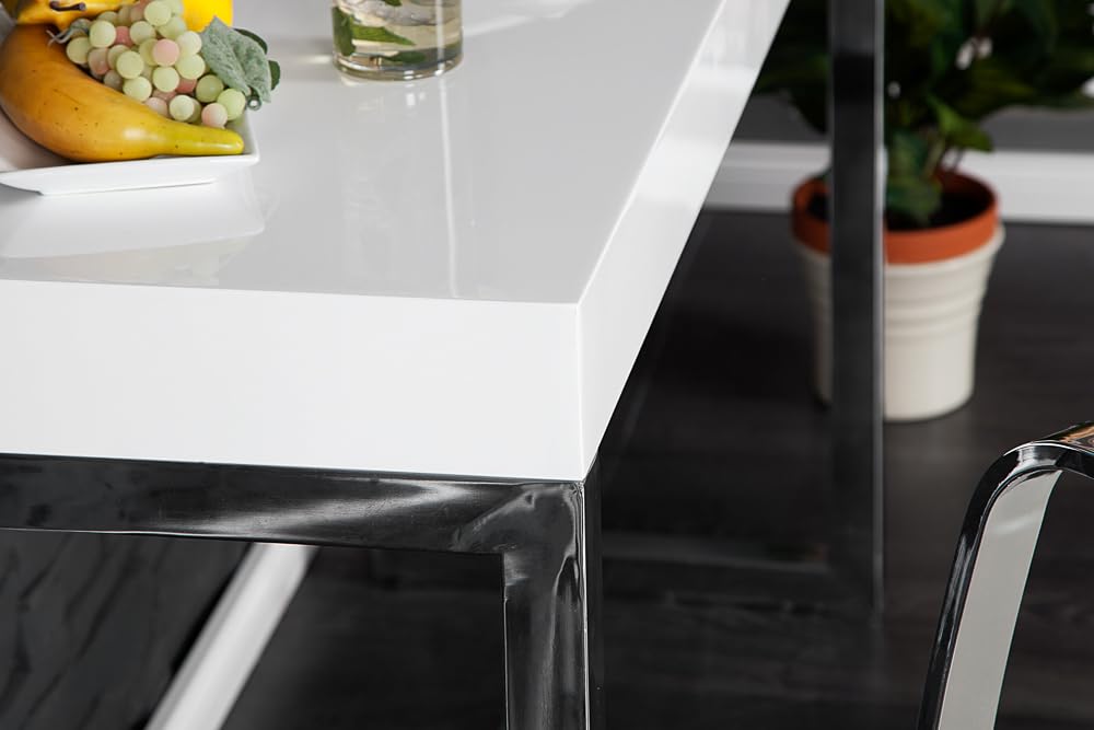 riess-Ambiente Design Konsole White Desk 120cm weiß Hochglanz Bürotisch Computertisch Flurtisch Tischplatte inkl. Gestell Konsolentisch Ablagetisch Ablage