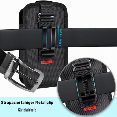 SOGCASE Barcode-Scanner-Holster für Zebra TC70x, TC70, TC72, TC75x, TC75, TC77, M60, MC67, Tragegürtelhalterung - Schwarz