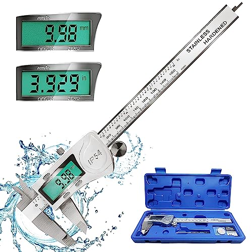 HOHOVYVY Digital Messschieber 150mm - Edelstahl Mit LCD Display - Solar & Batterie