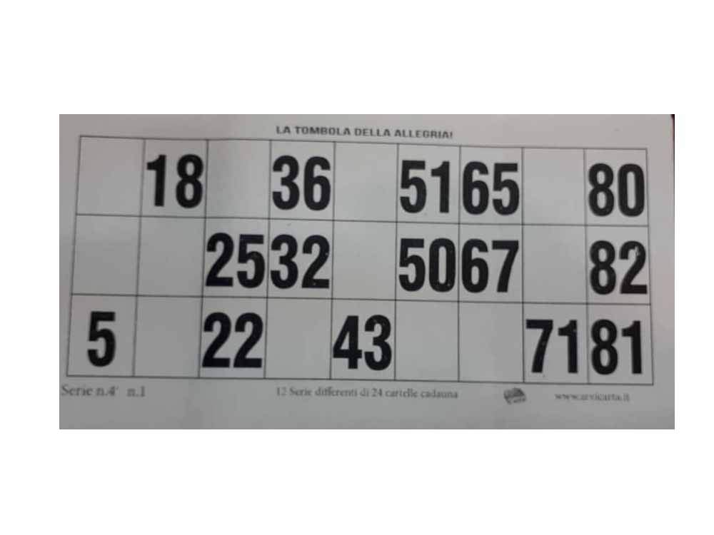 ricevi 288 Cartelle assortite Tutte Differenti Bianco e Nero Numerate Accessori per Tombola Tradizionale Napoletana Gioco Natale Giochi Societa' VAR