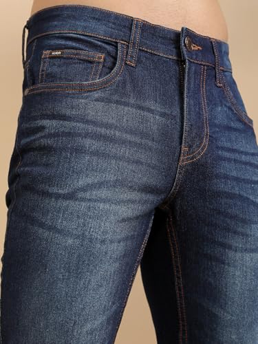 Image of Highlander Mens Tapered Fit Denim Jeans|Regular Length|Mid-Rise|Stretchable Fabric| Jeans for Man | Men Jeans