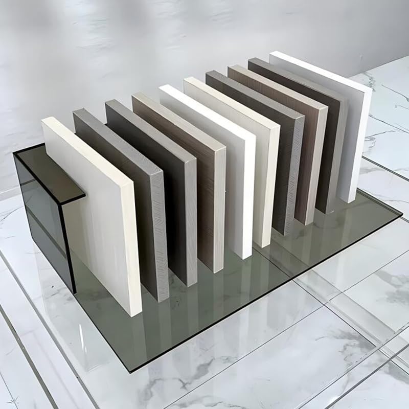 Acryl-Holz-Bodenfliesen-Display-Ständer mit 10 Kartenfächern, Marmorplattenhalter für Einzelhandel, platzsparendes Design, starke Tragfähigkeit