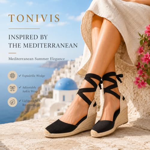 Image of Women's Espadrille Wedge Sandals Closed Toe Lace-Up Shoes