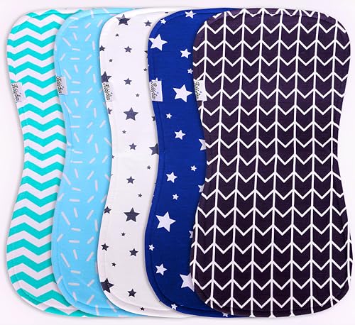Image of KiddyStar Premium 5-Pack Large Organic Cotton Burp Cloths – 3 Layers, Ultra Soft & Absorbent Burping Towel for Newborn Babies