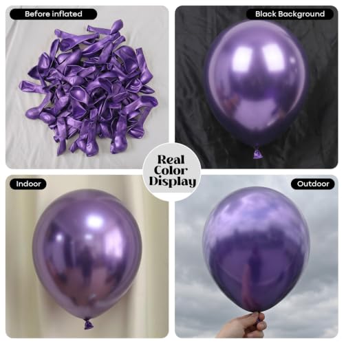 Image of Togvu Metallic Purple Balloons 50Pack 12 Inch Chrome Purple Latex Party Balloons for Birthday Party Wedding Bridal Baby Shower Bachelorette Decorations