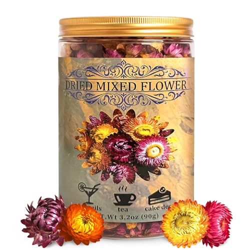100+ Edible Dried Flowers for Cake Decoration – Food Grade Mixed Natural Colorful Chrysanthemum Flowers for Baking, Cocktails, Cupcakes, Drinks, DIY Crafts - No Additive